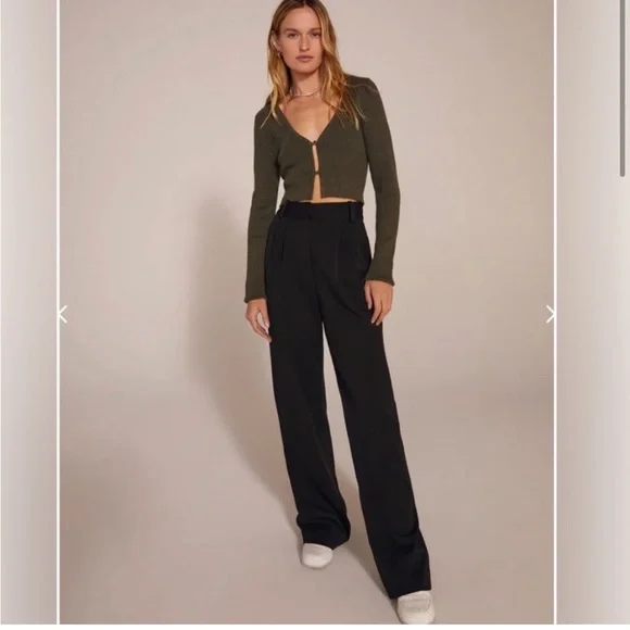 NEW Favorite Daughter The Favorite Pants Black High Waist Wide Leg Size 14 - Picture 5 of 11